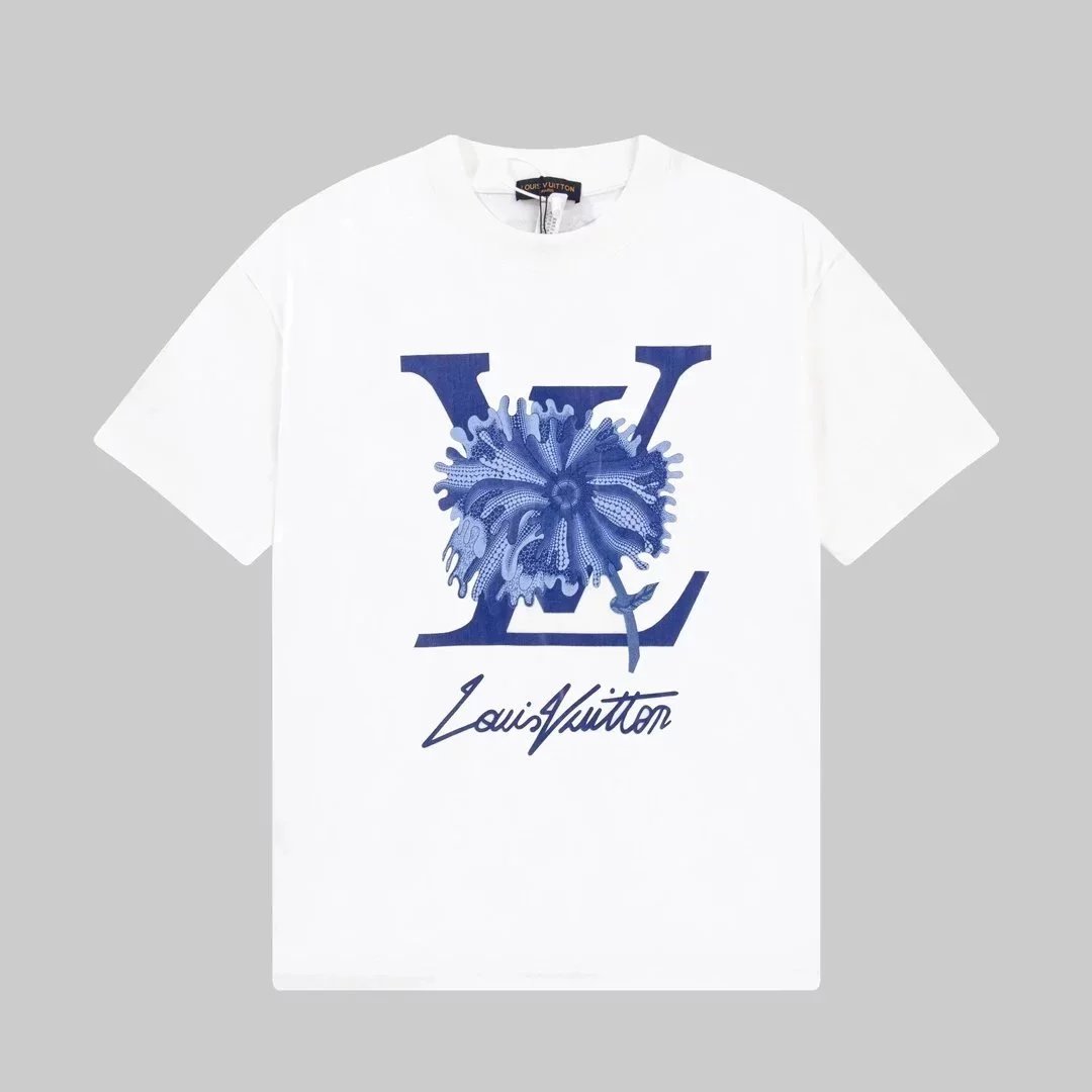 White Blue Flower Label 002