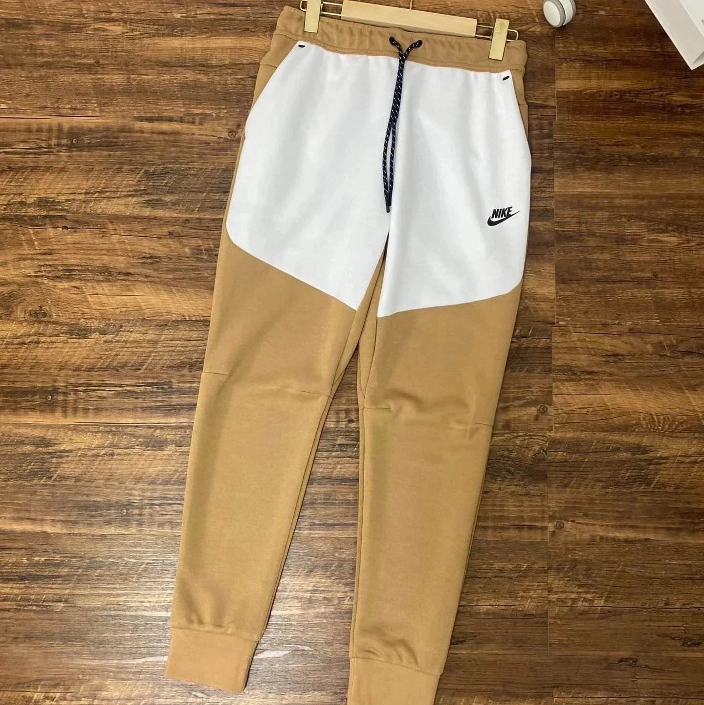 4496 khaki patchwork white pants